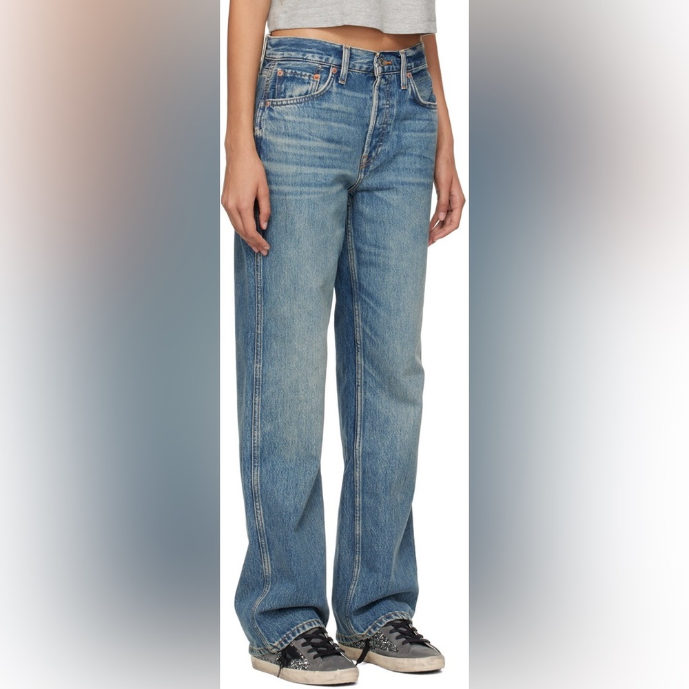New Re/Done blue relaxed long jeans